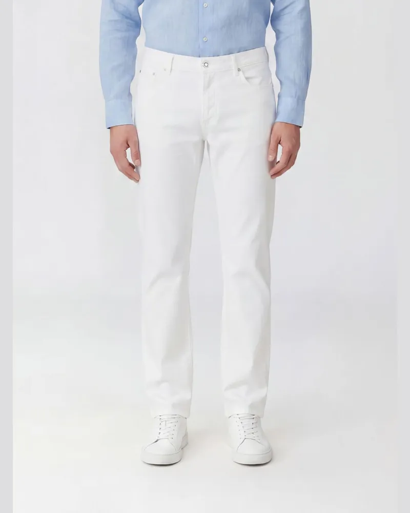 120% Lino Slim Fit Five-Pocket-Hose aus Leinenmischung Weiß