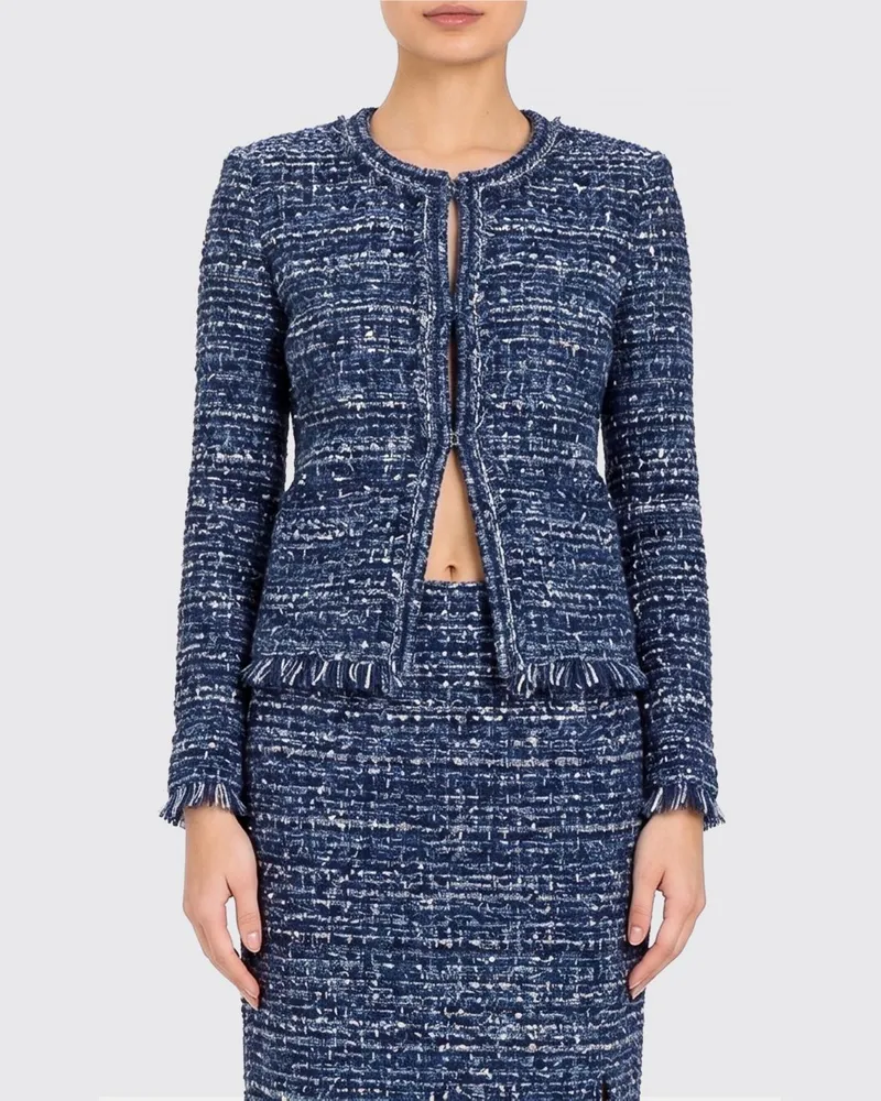 Twin-Set Baumwoll-Bouclé-Jacke Blau