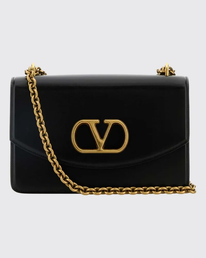 Valentino Garavani Vain VLogo Mini-Schultertasche aus Leder Schwarz