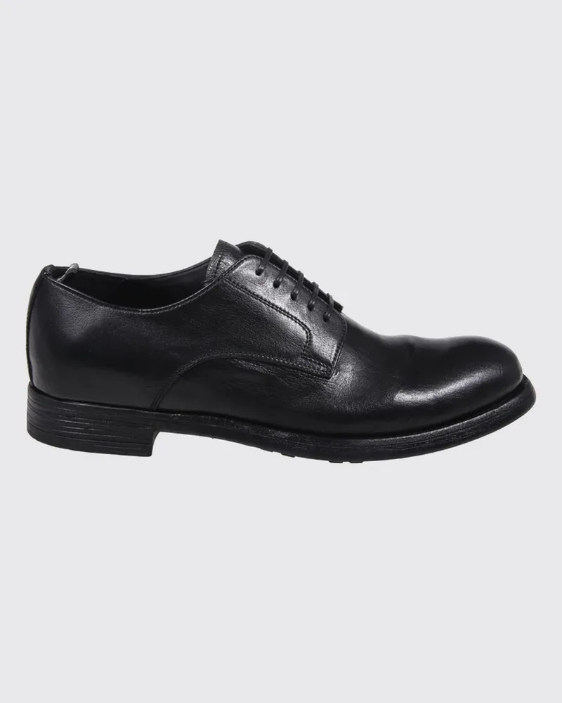 Officine Creative Italia Derby-Schuhe aus gewaschenem Büffelleder mit runder Kappe Schwarz