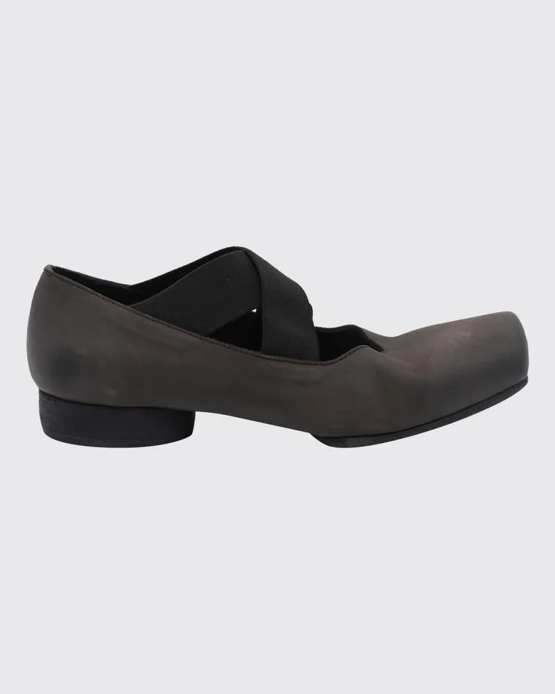 Uma Wang Mary-Jane-Ballerinas aus Leder mit eckiger Spitze und elastischen Schnürsenkeln Braun