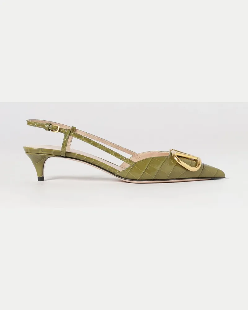 Valentino Garavani VLogo Signature Slingback aus Krokoprägung Leder Grün