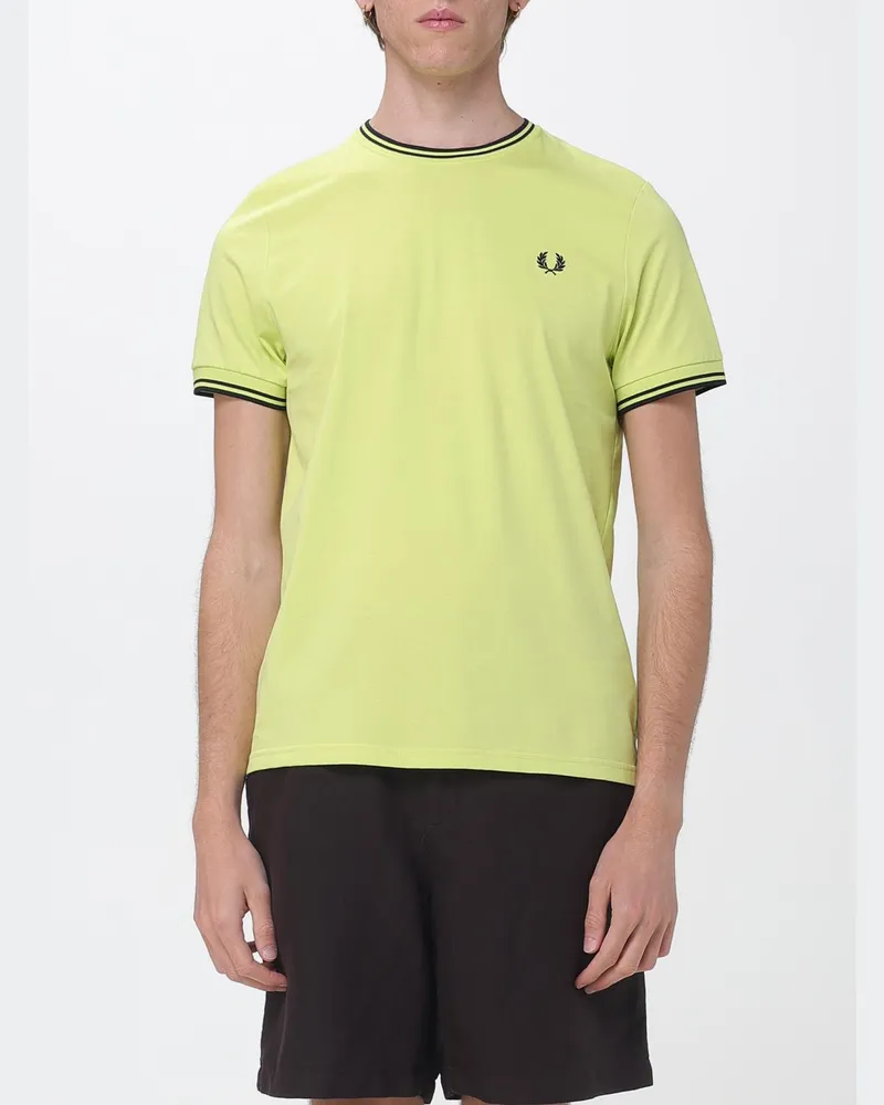 Fred Perry Baumwoll-T-Shirt mit Logo Zitronengelb