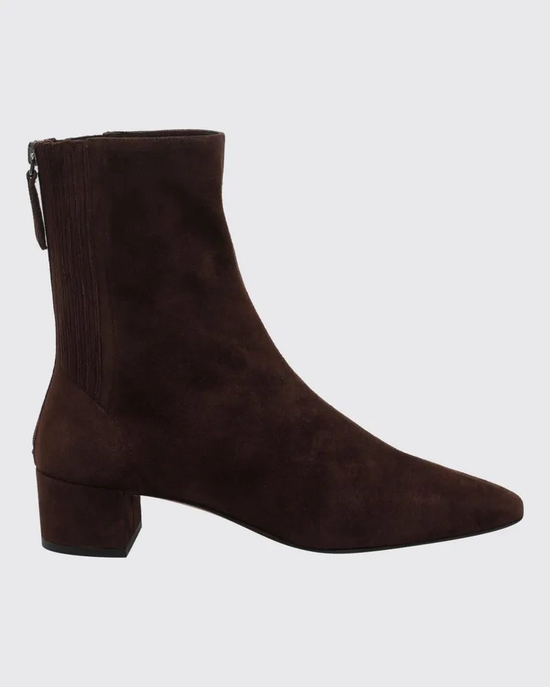 Aquazzura Saint Honorè Stiefeletten aus Veloursleder mit eckiger Zehenkappe Braun