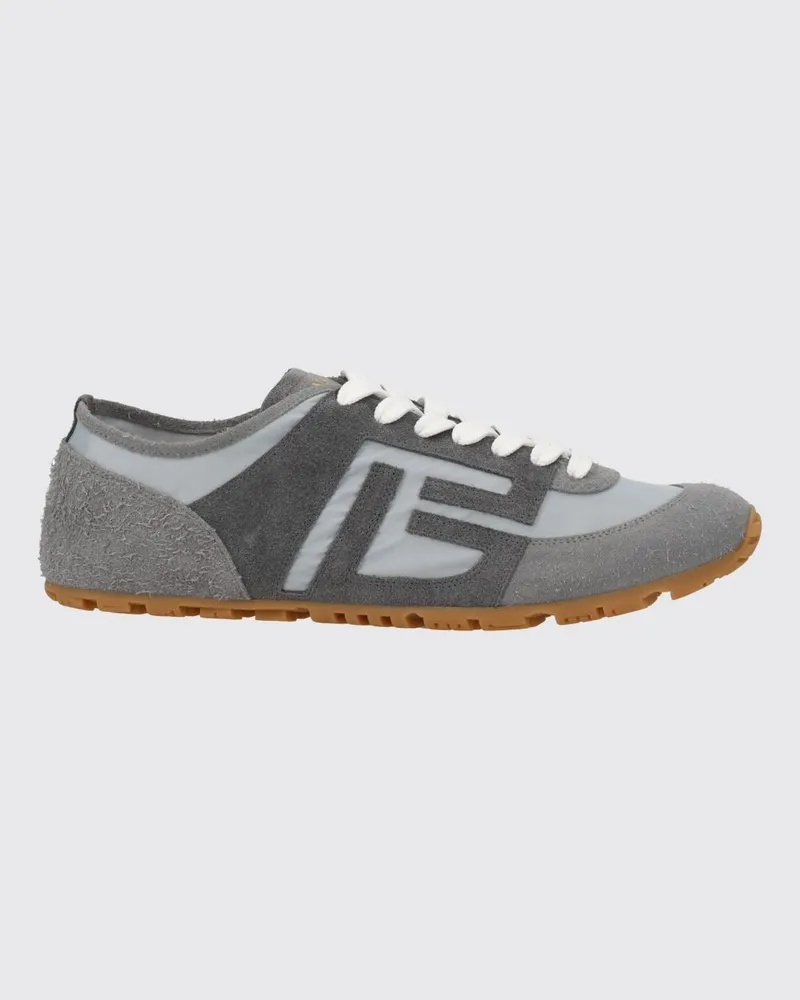 Balmain Racer 45 Low-Top-Sneaker aus Leder und Wildleder mit PB-Monogramm Grau