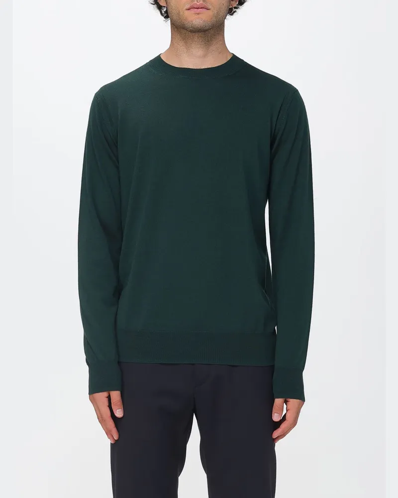 Paolo Pecora Milano Wollpullover mit Rundhalsausschnitt und Rippbündchen Grün