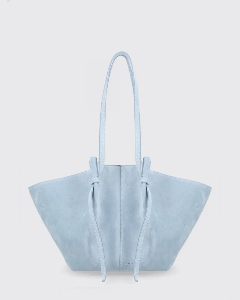YUZEFI Large Mochi Tasche aus genarbtem Leder Hellblau
