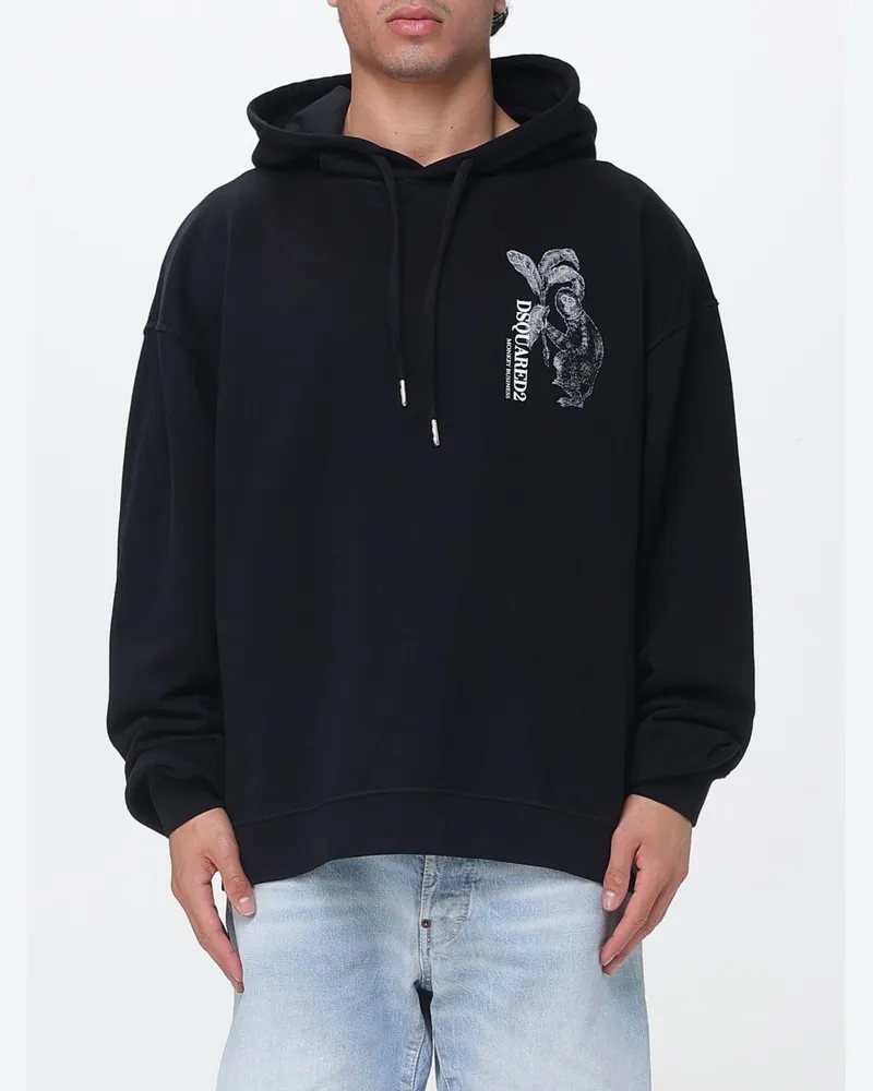 Dsquared2 Baumwoll-Hoodie mit Logo Schwarz