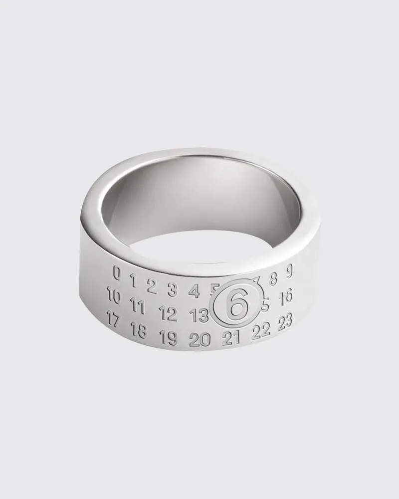 Maison Margiela Bandring aus verchromtem Messing mit graviertem Logo Silber