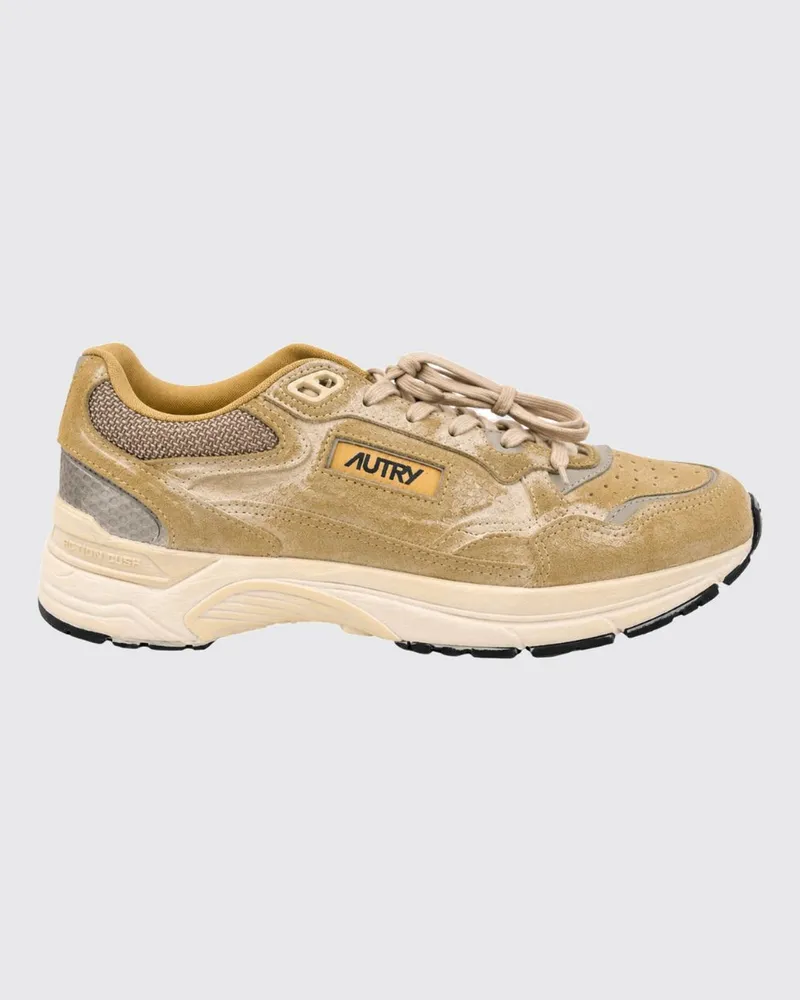 AUTRY Hyperway Super Vintage Sneaker aus Wildleder und Mesh mit Used-Effekt Gelb