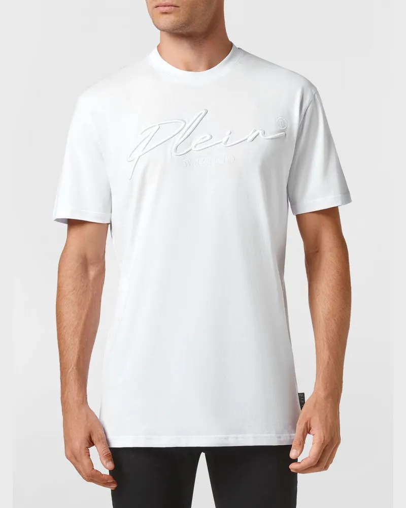 Philipp Plein T-Shirt aus Baumwolle mit Ton-in-Ton-Frontlogo Weiß