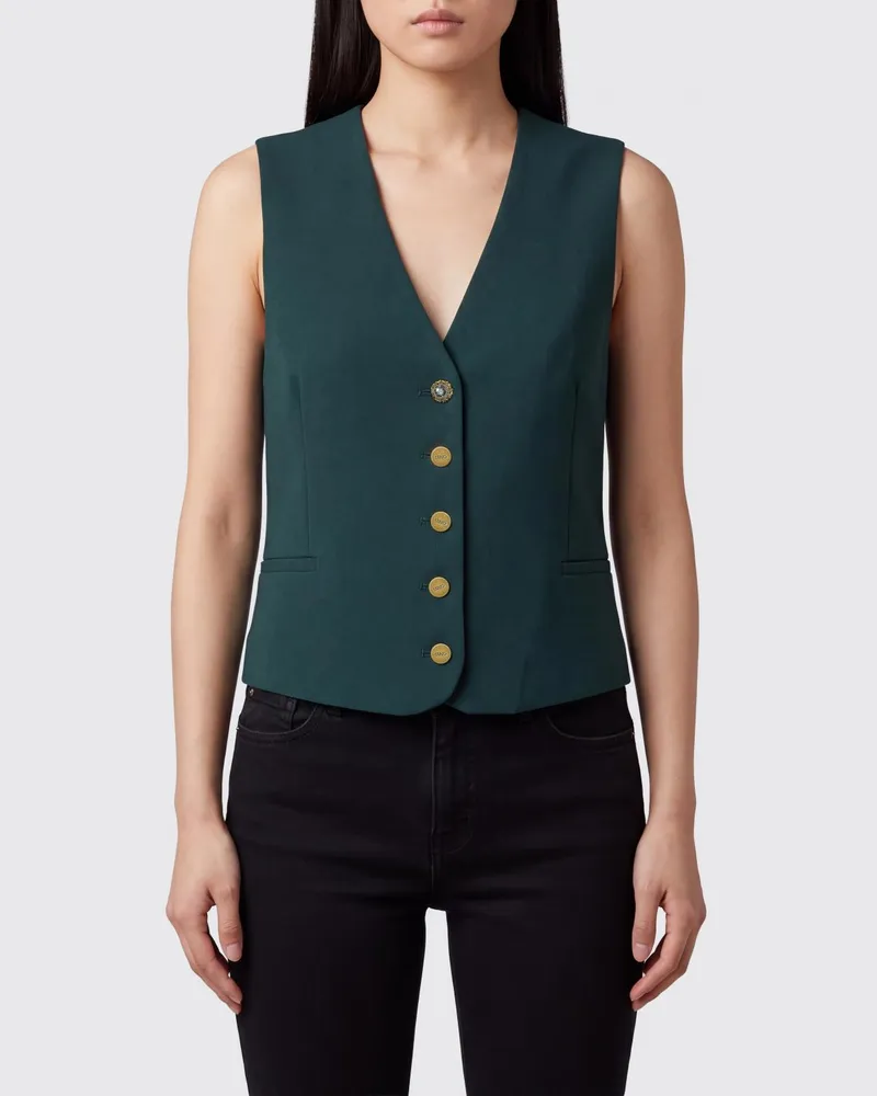 Liu Jo Taillierte Slim-Fit-Weste einreihig aus Viskosemischung Grün