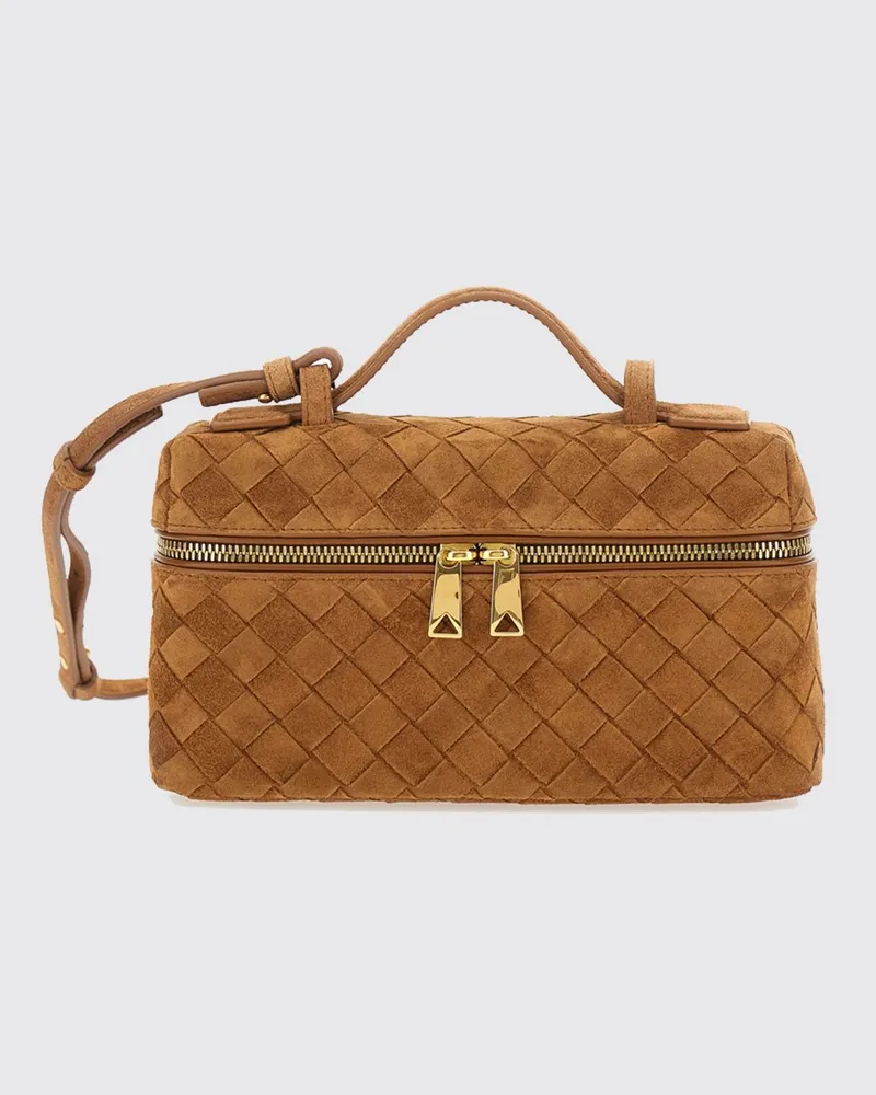Bottega Veneta Bang Bang Intrecciato Mini-Tasche aus Wildleder Braun