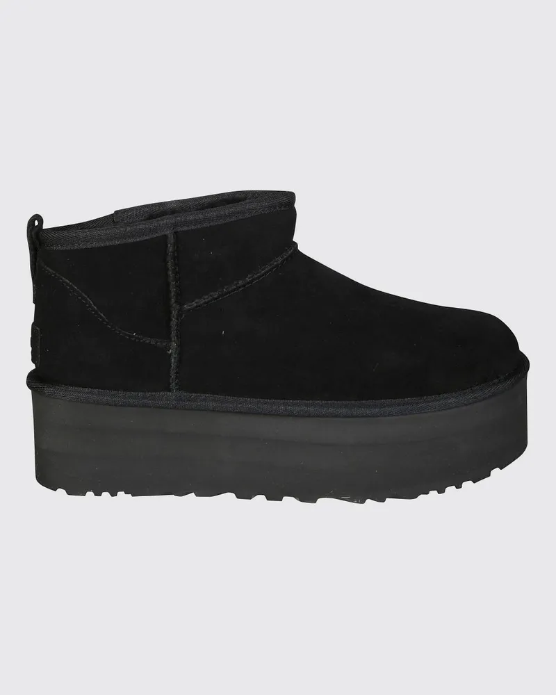 UGG Classic Ultra Mini Platform Stiefel aus Wildleder Schwarz
