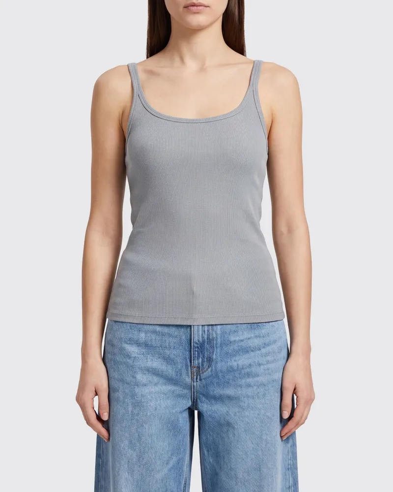 MSGM Slim-Fit-Top von aus Viskose mit dünnen Trägern und Rundhalsausschnitt Grau