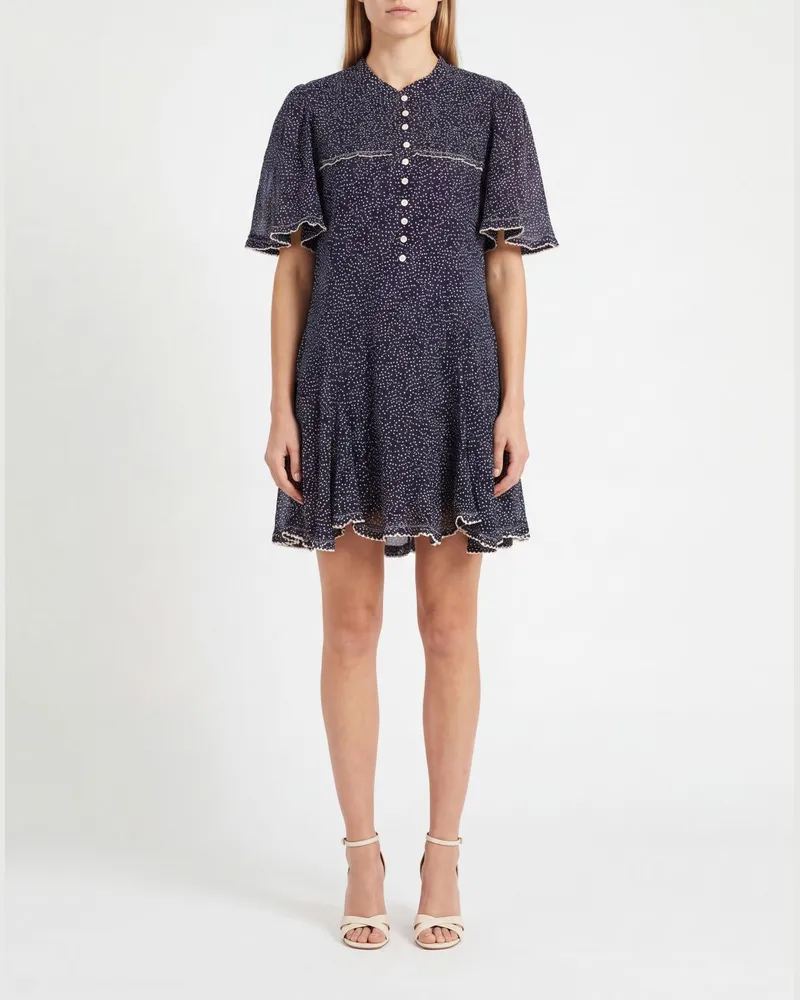 Étoile Isabel Marant Hemdblusen-Minikleid Daynia aus Baumwolle mit Punktmuster Schwarz