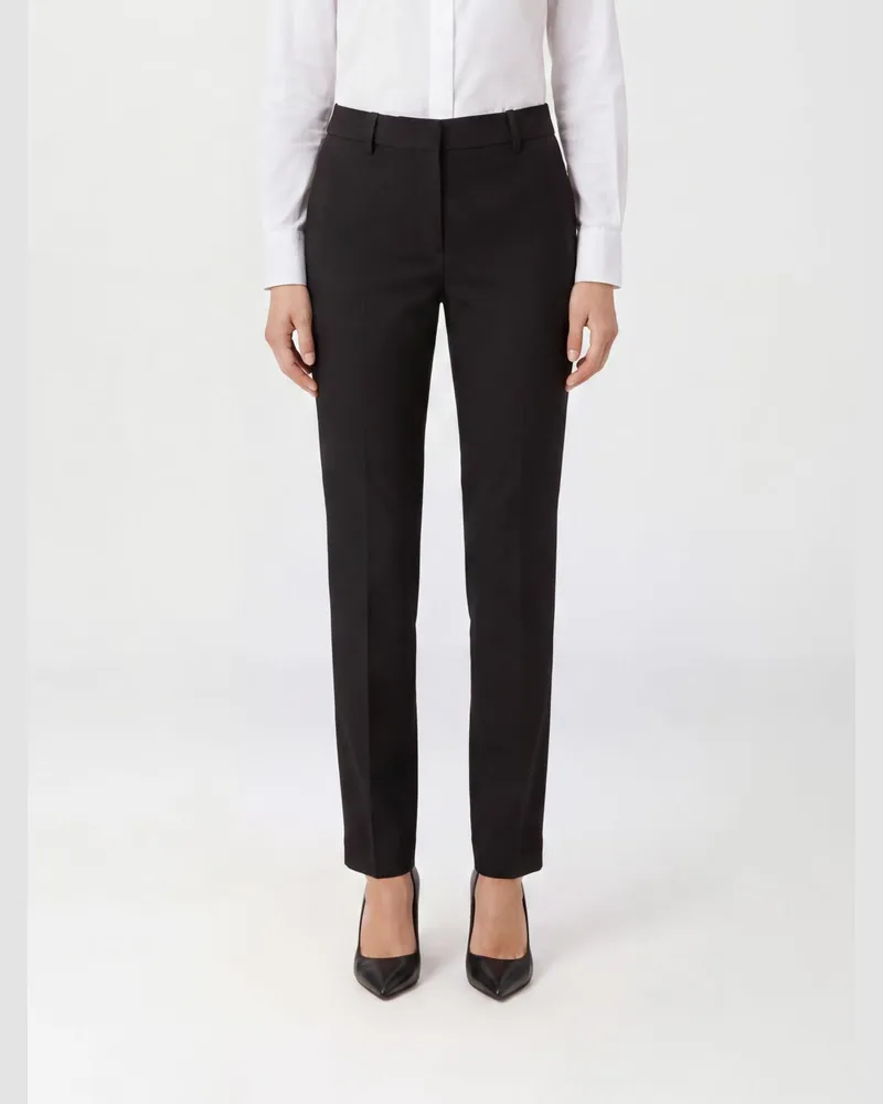 Federica Tosi Slim-Fit-Schneiderhose aus Wollmischung mit mittelhohem Bund und schrägen Taschen Schwarz