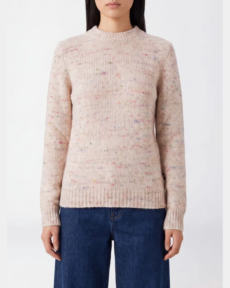 K-Way Zweifarbiger Pullover mit Rundhalsausschnitt aus Wollmischung und langen Ärmeln Beige
