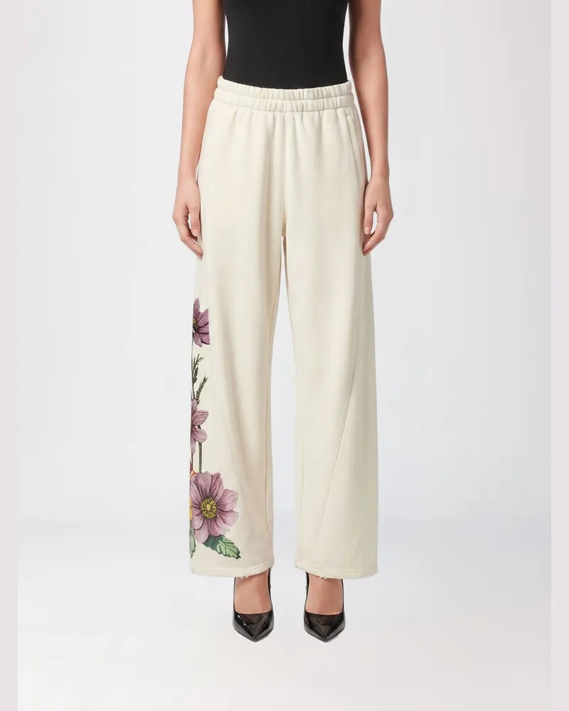 Philipp Plein Jogginghose aus Baumwolle mit Blumenstickerei Beige
