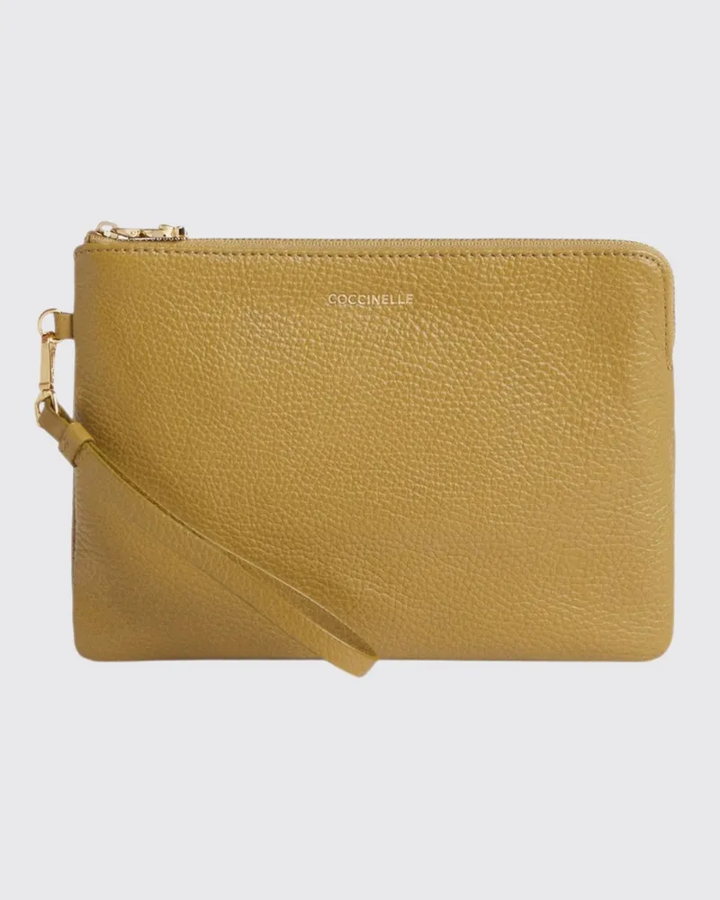 Coccinelle C-Me Softy Genarbtes Leder Pochette Grün
