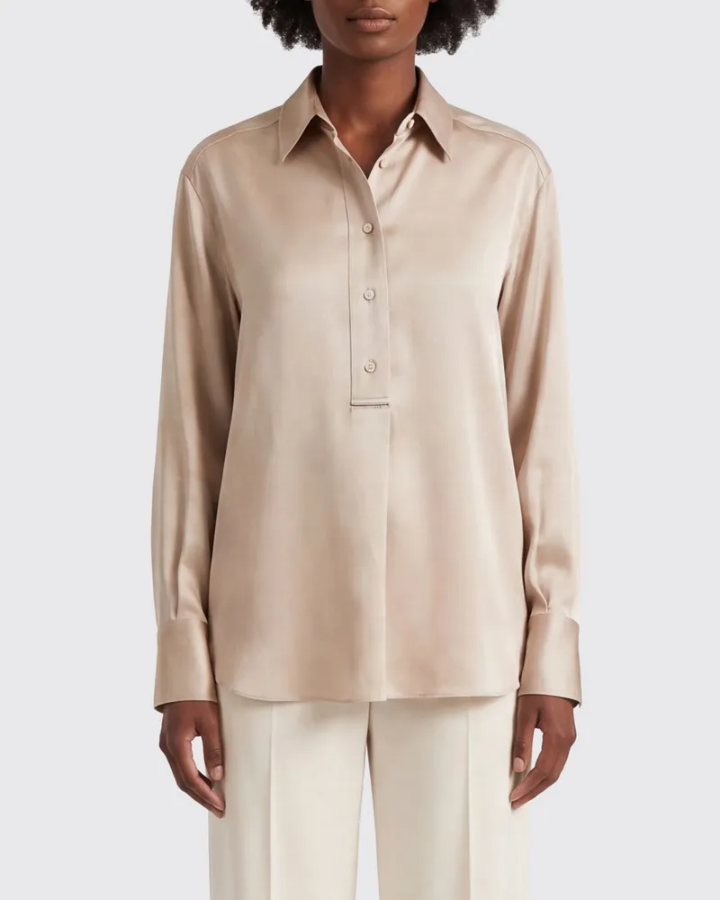 Brunello Cucinelli Klassisches Seidenhemd Sand