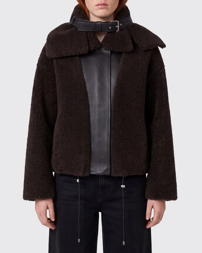 SPORTMAX Kurze Jacke aus Kunstpelz mit Kordelzug und Relaxed Fit Braun