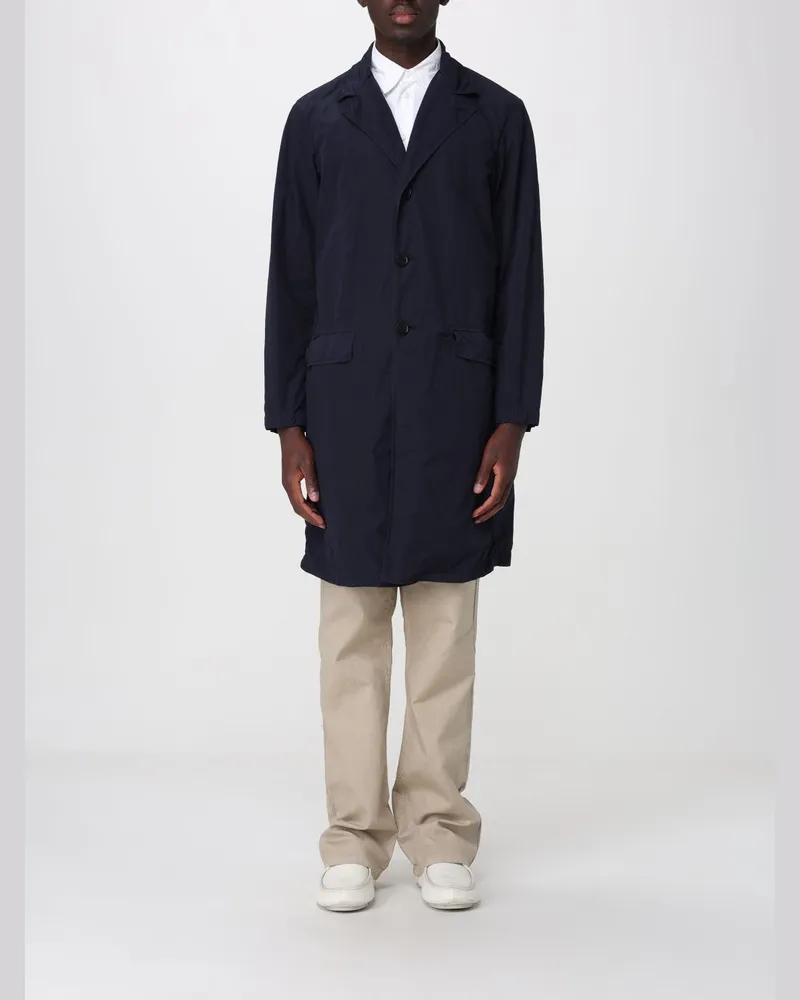 ASPESI Einreihiger, knielanger Trenchcoat aus Nylon mit Reverskragen Blau