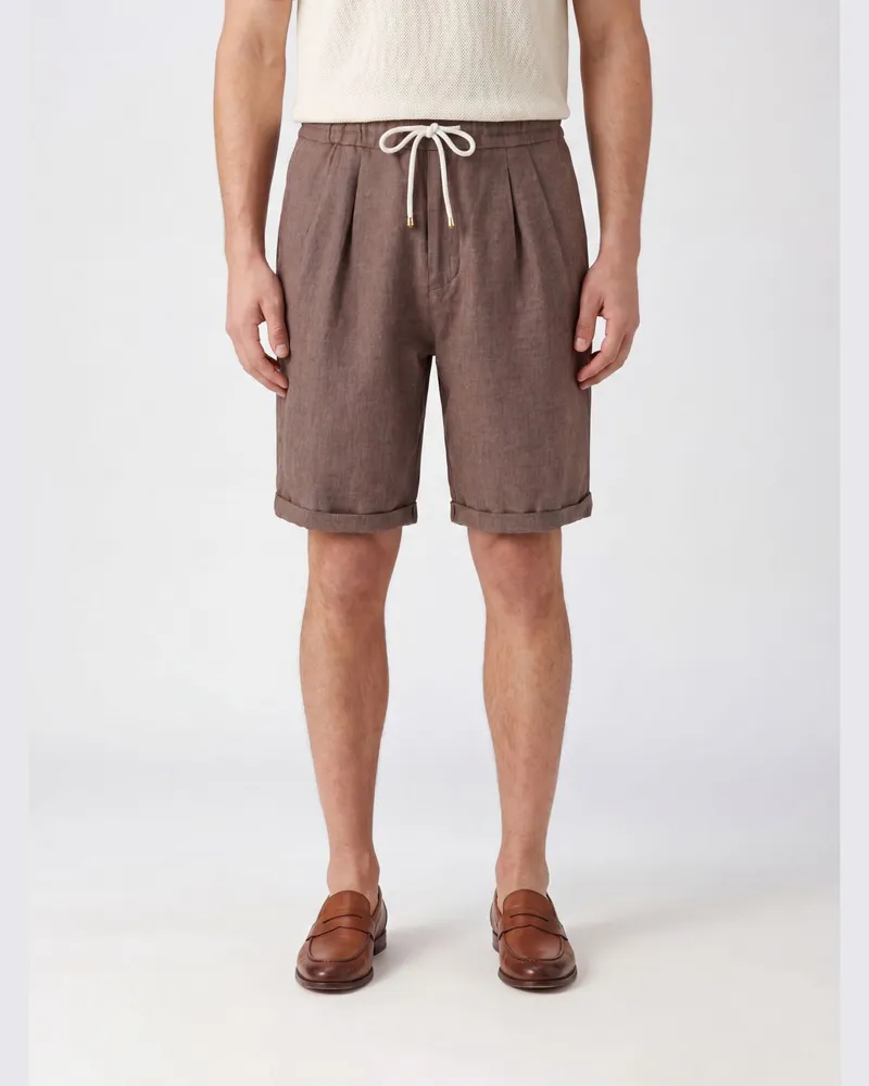 Brunello Cucinelli Shorts aus Leinenmischung Haselnuss
