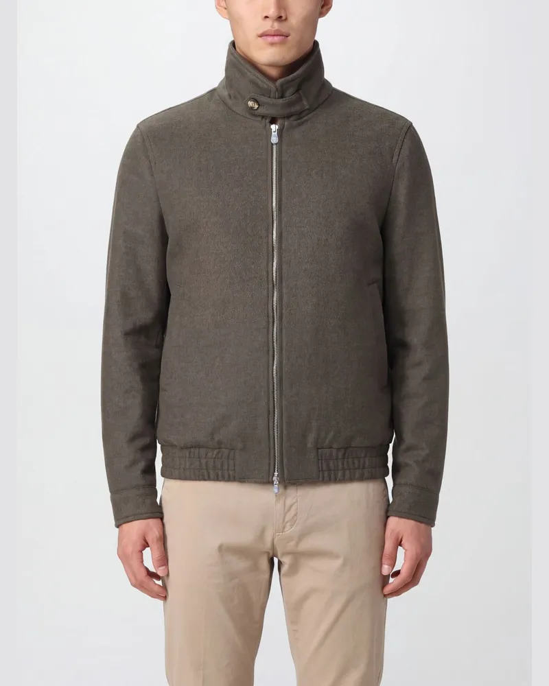 Brunello Cucinelli Woll-Bomberjacke mit Stehkragen und Reißverschluss Mud