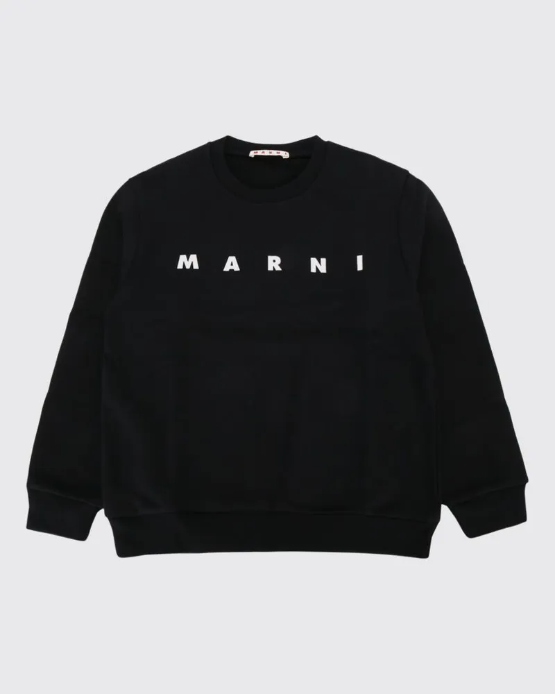 Marni Rundhals-Sweatshirt aus Baumwolle für Jungen mit Kontrast-Logo Schwarz