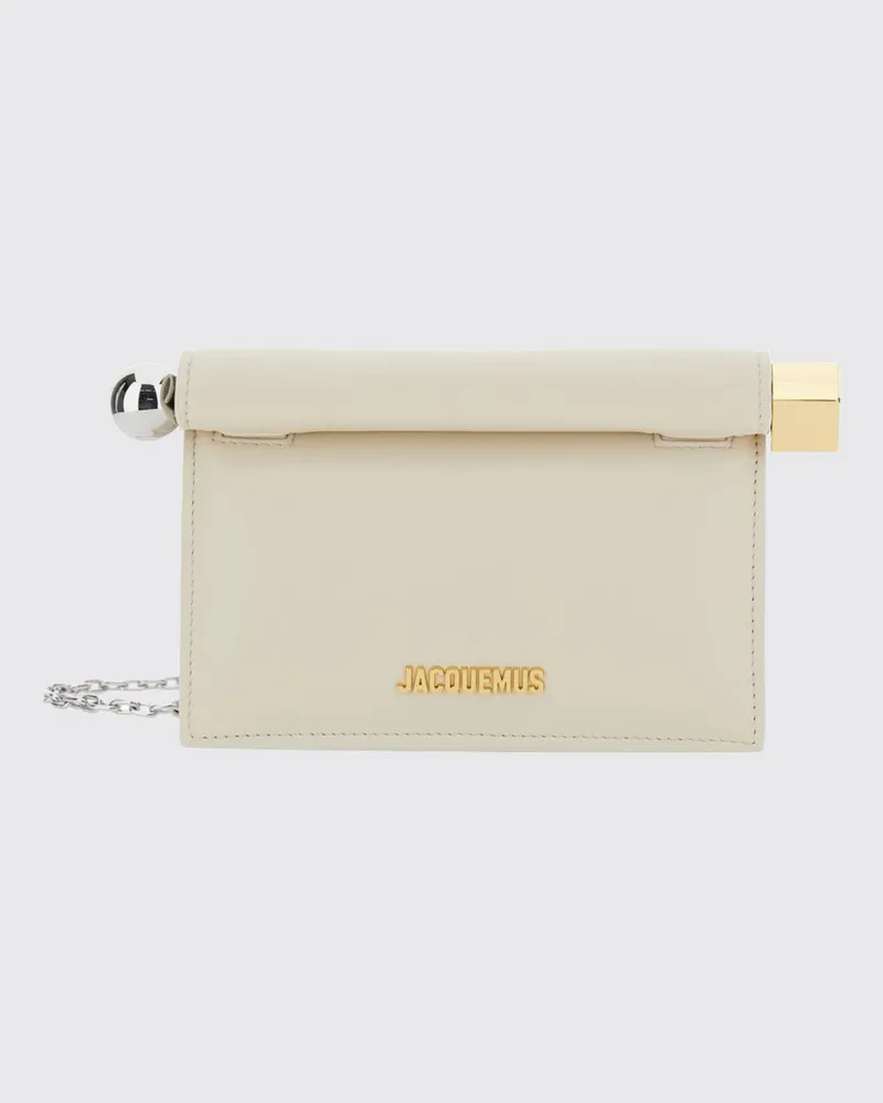 Jacquemus Mini-Tasche Rond Carré aus Glattleder mit metallischem Logo Ivory