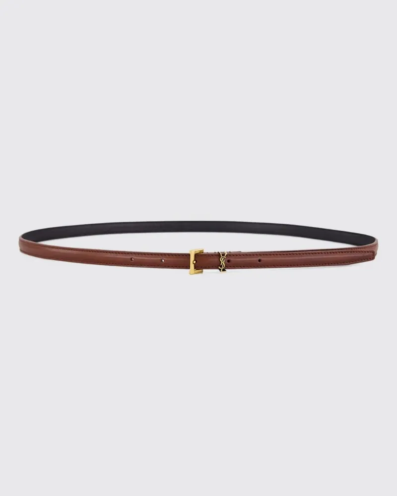 Saint Laurent Gürtel aus glattem Kalbsleder mit YSL-Monogramm-Schnalle Braun