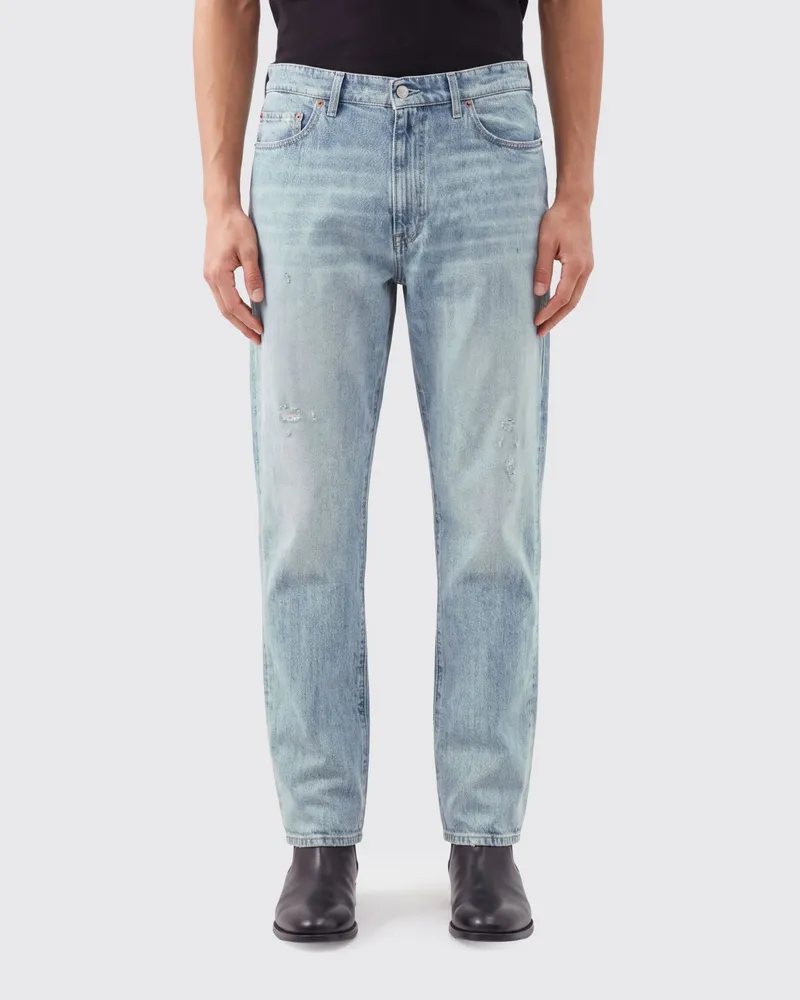 Maison Margiela Straight-Leg-Jeans aus Baumwoll-Denim mit Used-Effekt Blau