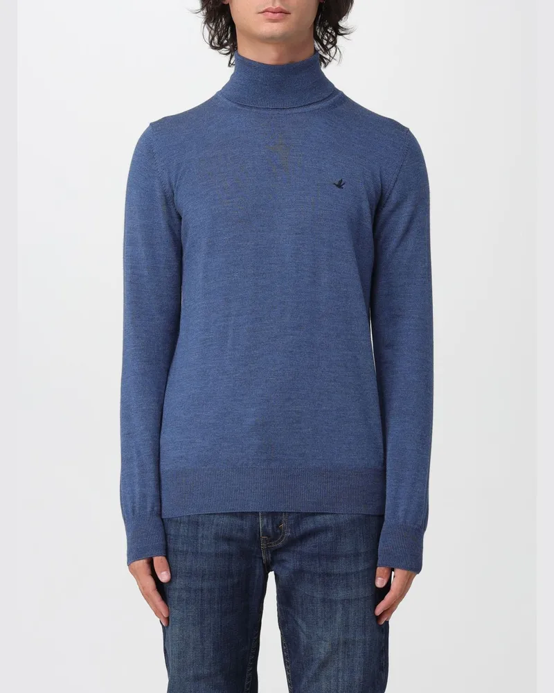 Brooksfield Basic Slim Fit Woll-Rollkragenpullover mit Rippbündchen Hellblau
