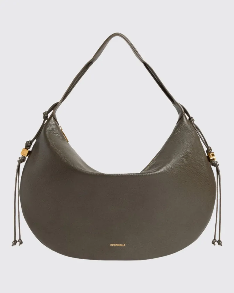 Coccinelle Große abgerundete Thess Schultertasche von aus genarbtem Leder Grau