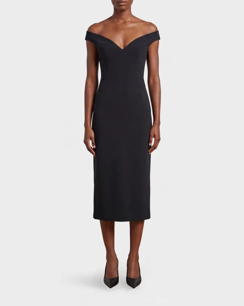 Solace London Midi-Kleid aus Crêpe Schwarz