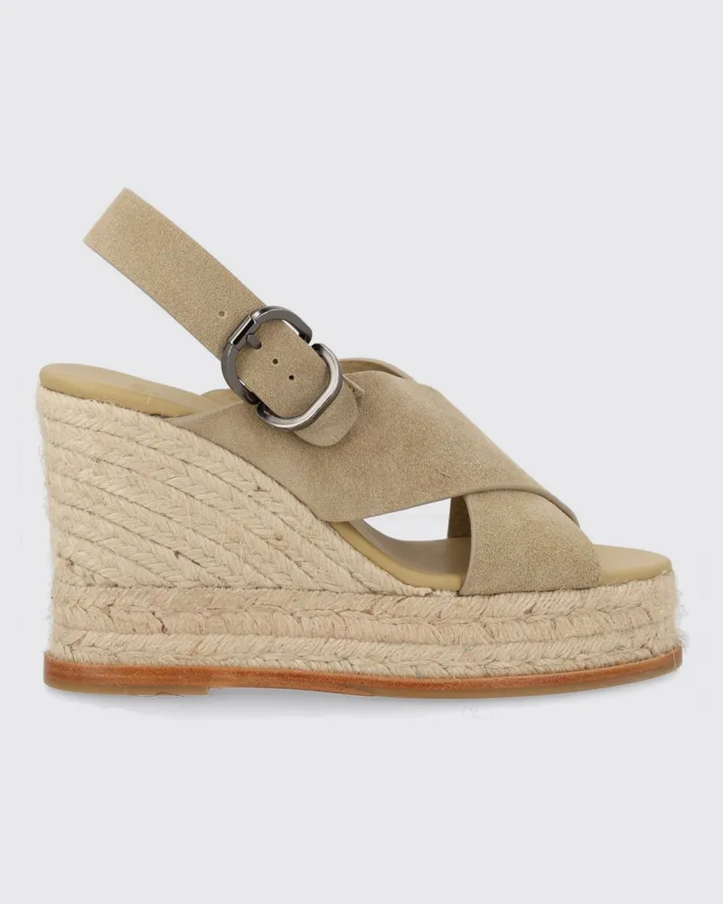 Castañer Hohe Keilplateausandalen Betina aus Veloursleder mit verstellbarem Riemen Beige