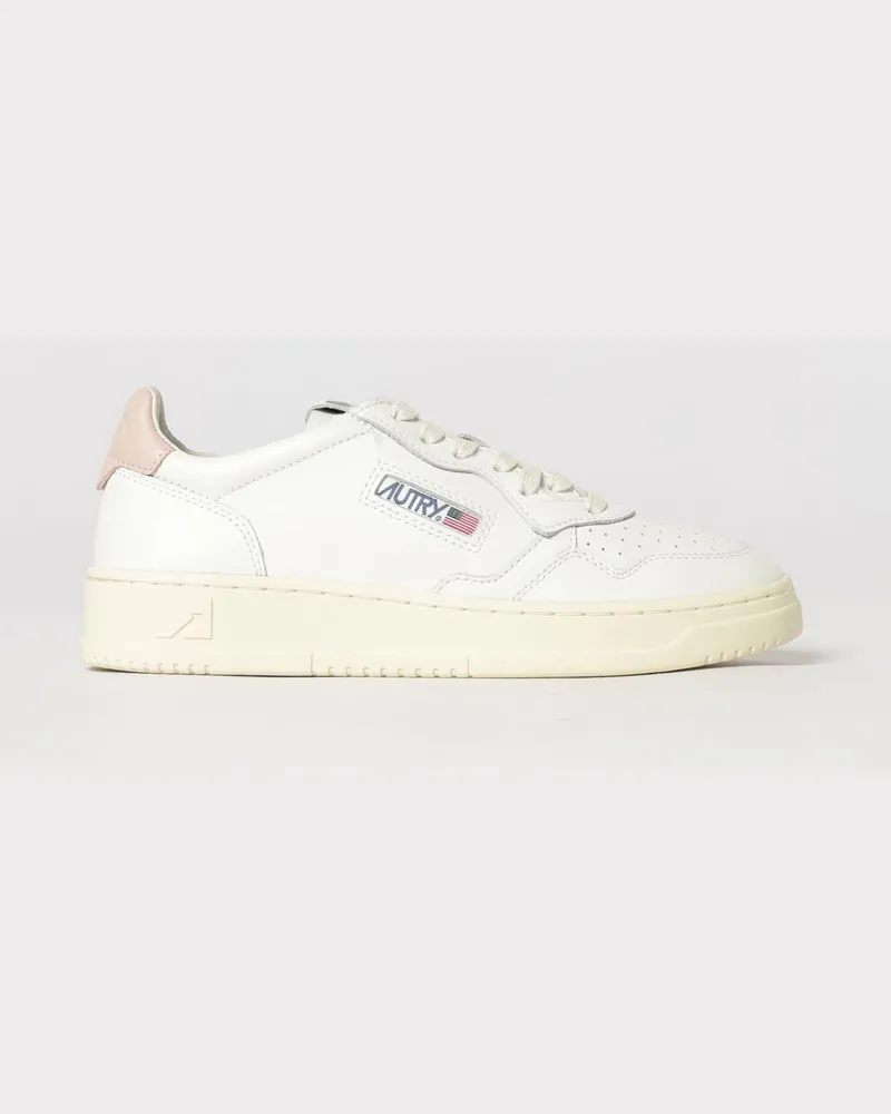 AUTRY Medalist Low Bicolor-Ledersneaker mit perforierter Spitze Lachs