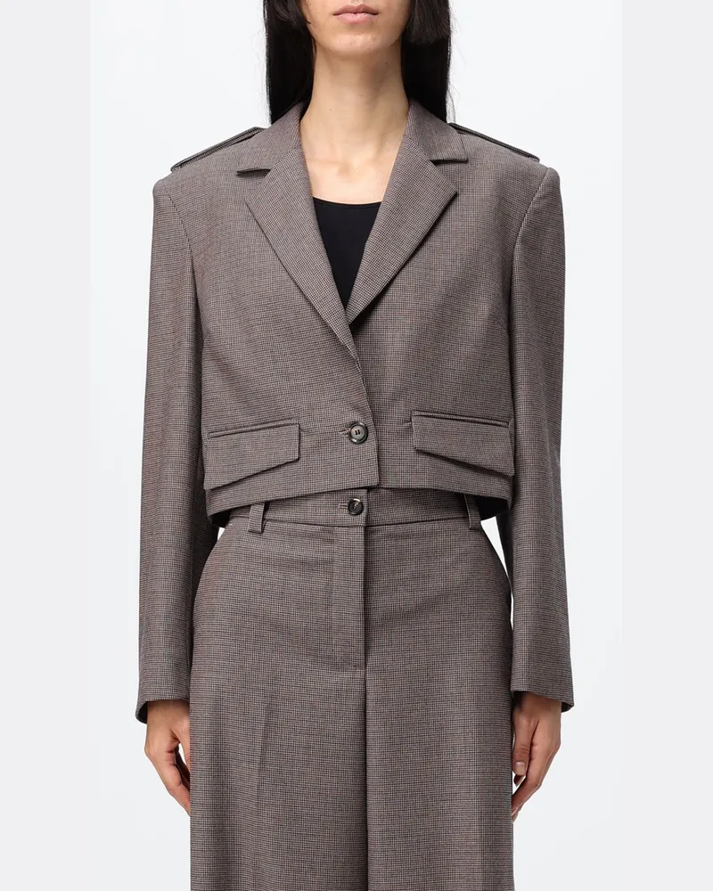 Pinko Cropped Einreiher-Blazer von aus Wollmischung mit Hahnentrittmuster Bunt