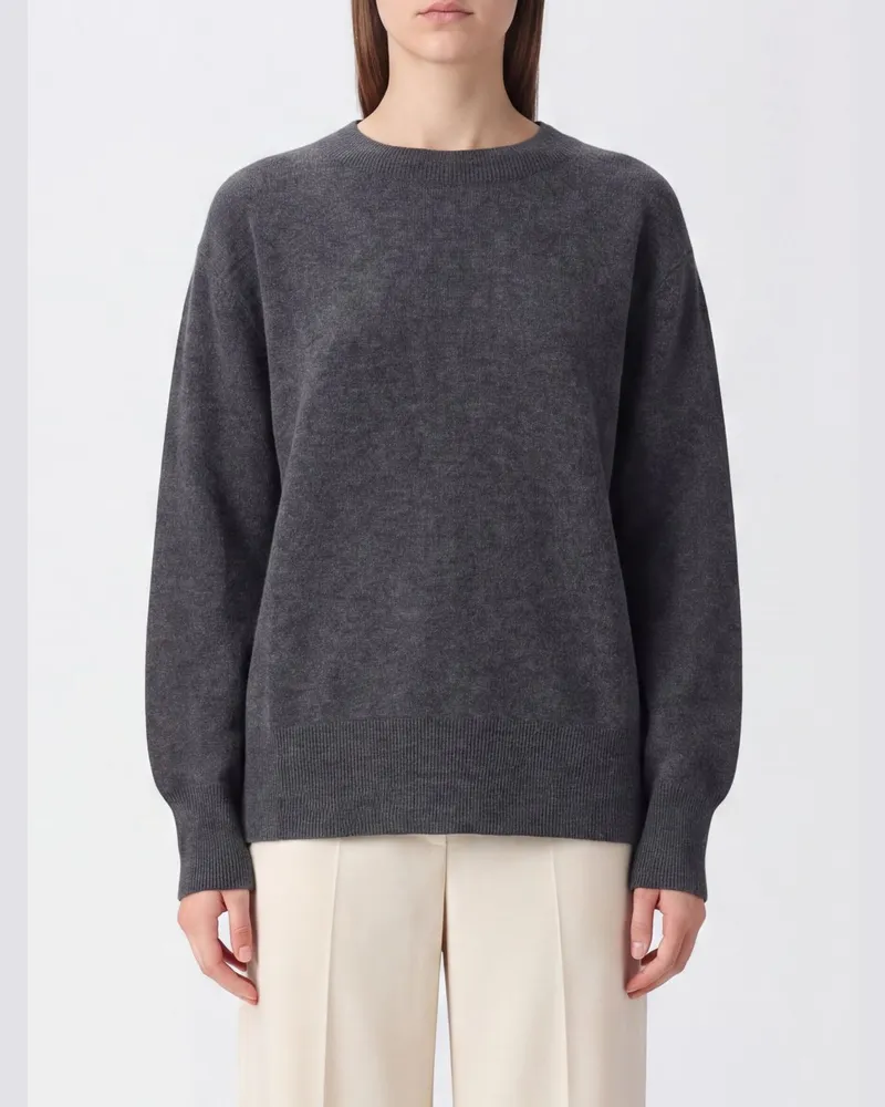 Semicouture Pullover mit Rundhalsausschnitt und Rippbündchen aus Woll-Kaschmir-Mischung Grau