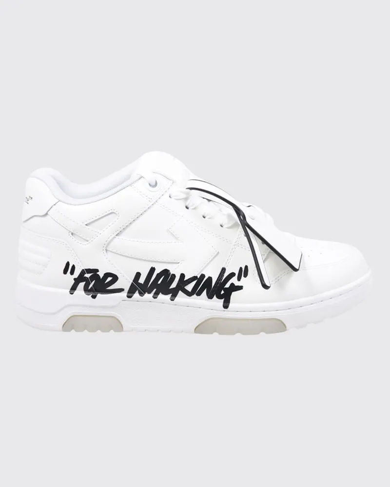 OFF-WHITE Out Of Office „For Walking“ Sneaker aus Leder mit Slogan-Print Weiß