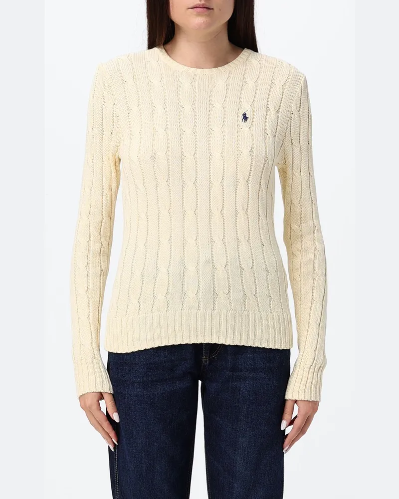 Ralph Lauren Slim-Fit-Pullover aus Baumwolle mit Rundhalsausschnitt und gesticktem Logo Yellow