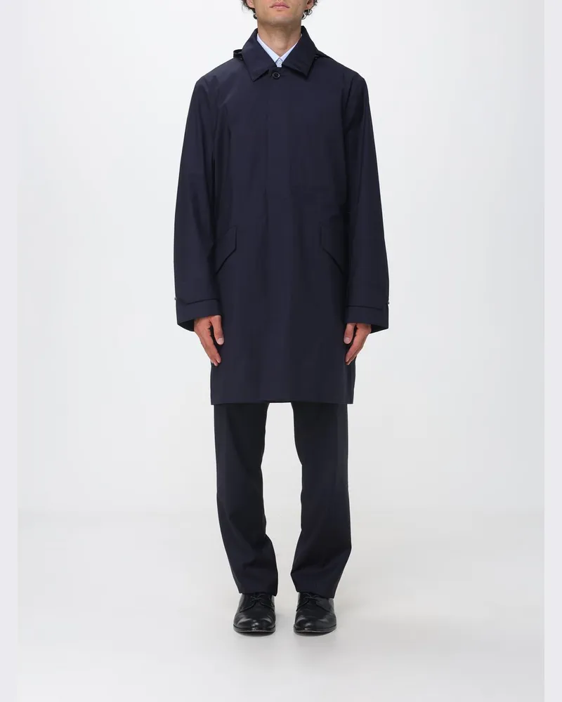 Paul Smith Einreihiger Woll-Trenchcoat mit Kapuze und Gürtel Navy
