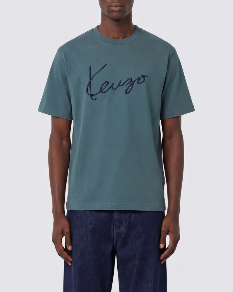 Kenzo T-Shirt aus Baumwolle mit kontrastierendem Logo Grau