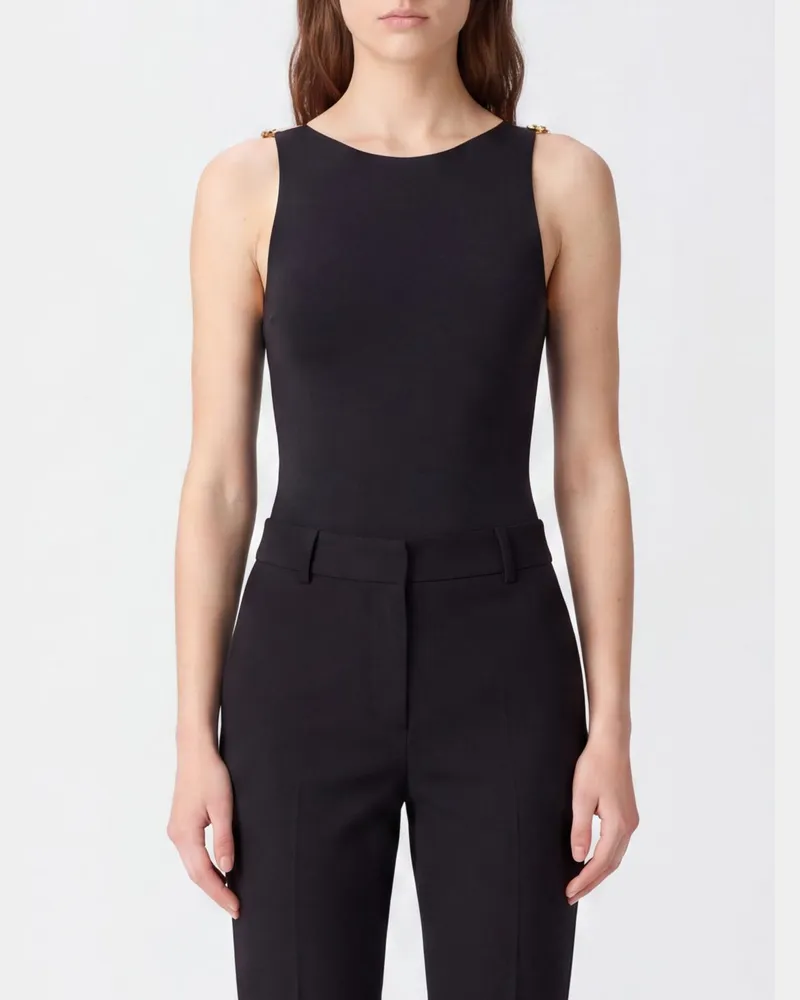 Elisabetta Franchi Slim Fit schulterfreies Jersey-Top Schwarz