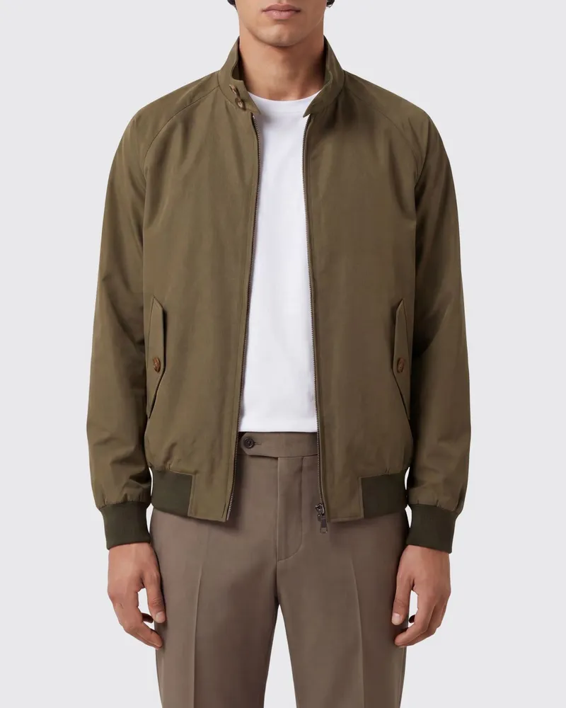 Baracuta Bomberjacke aus Baumwollmischung mit Stehkragen und Reißverschluss Military