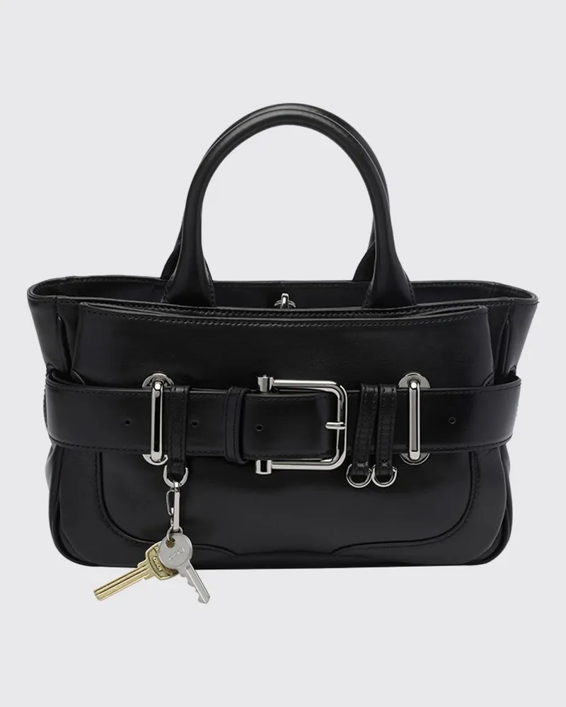 OSOI Brocle Handtasche aus Glattleder mit Schnallendetail und abnehmbarem Riemen Schwarz
