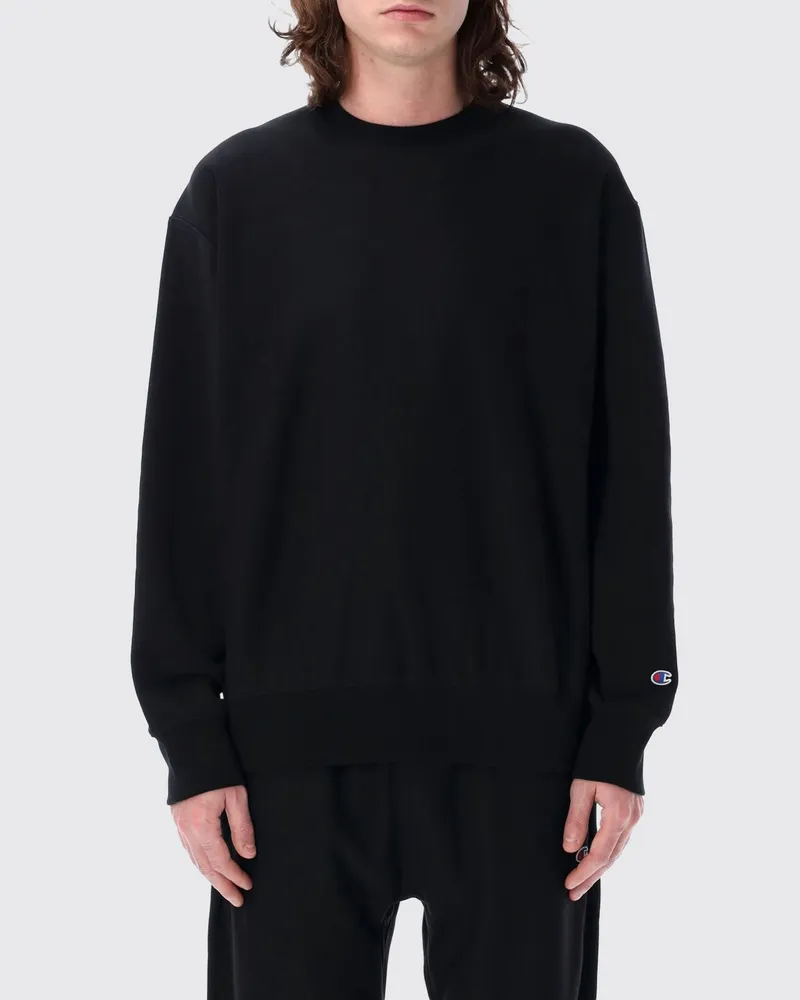 Champion Rundhals-Sweatshirt aus Baumwolle mit überschnittenen Schultern Schwarz