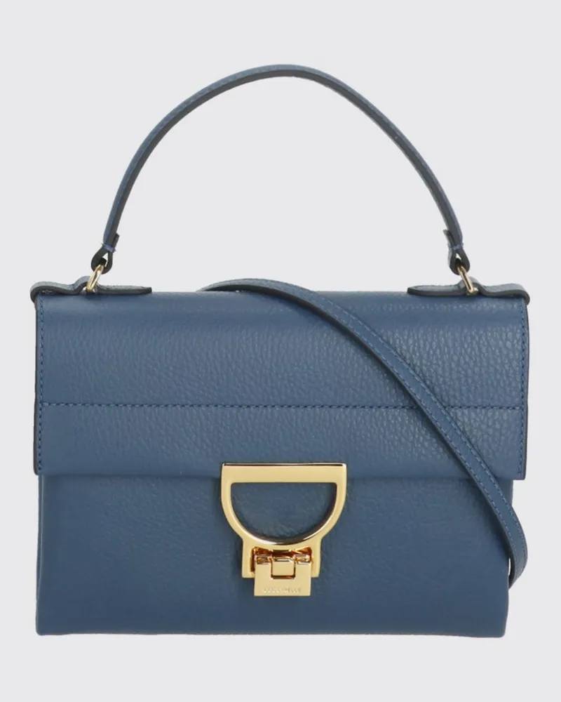 Coccinelle Arlettis Tasche aus genarbtem Leder Blau