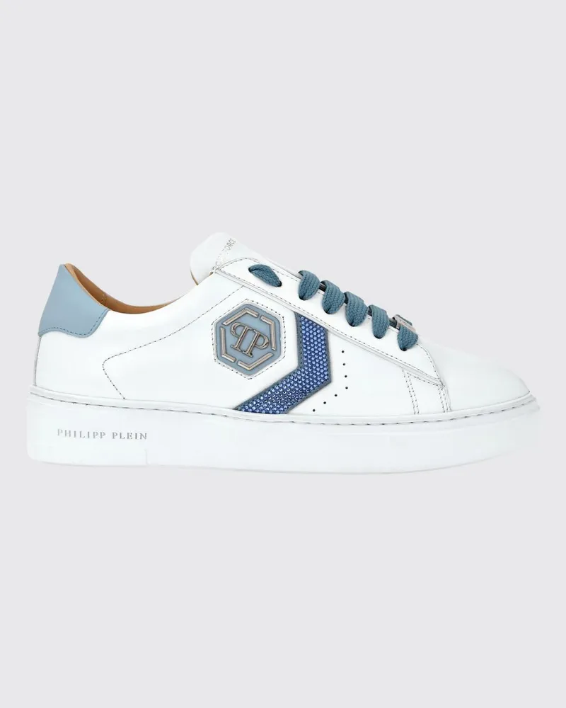 Philipp Plein Low-Top-Sneakers aus Leder mit Monogramm und Hexagon-Logo Türkis